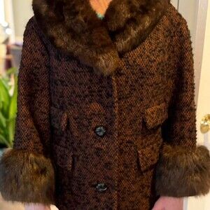 Tweed Coat W Fur Collar D 21 D